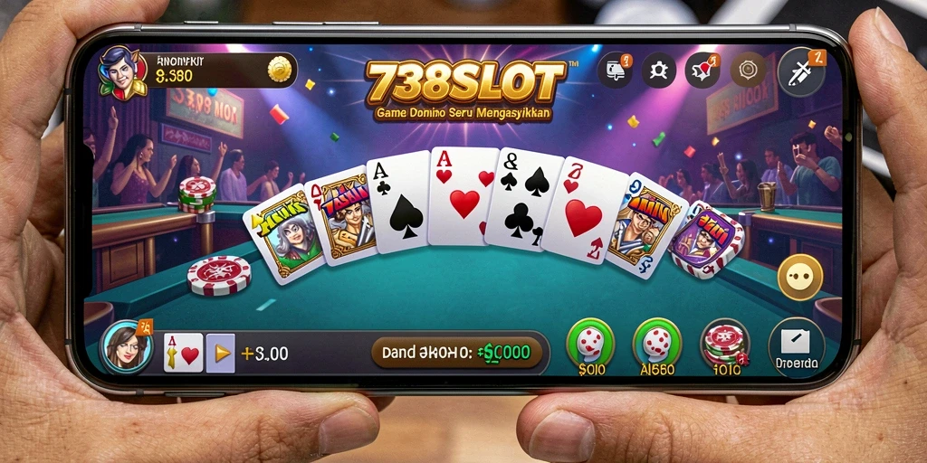 Screenshot utama 738SLOT menampilkan gameplay Domino yang seru dan interaktif.