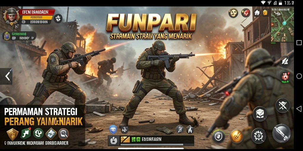 Screenshot gameplay FUNPARI menampilkan aksi strategi yang mendebarkan.
