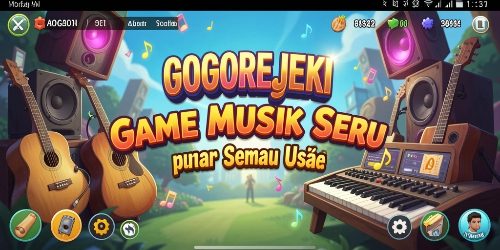 Tampilan gameplay menampilkan berbagai tantangan musik yang seru.