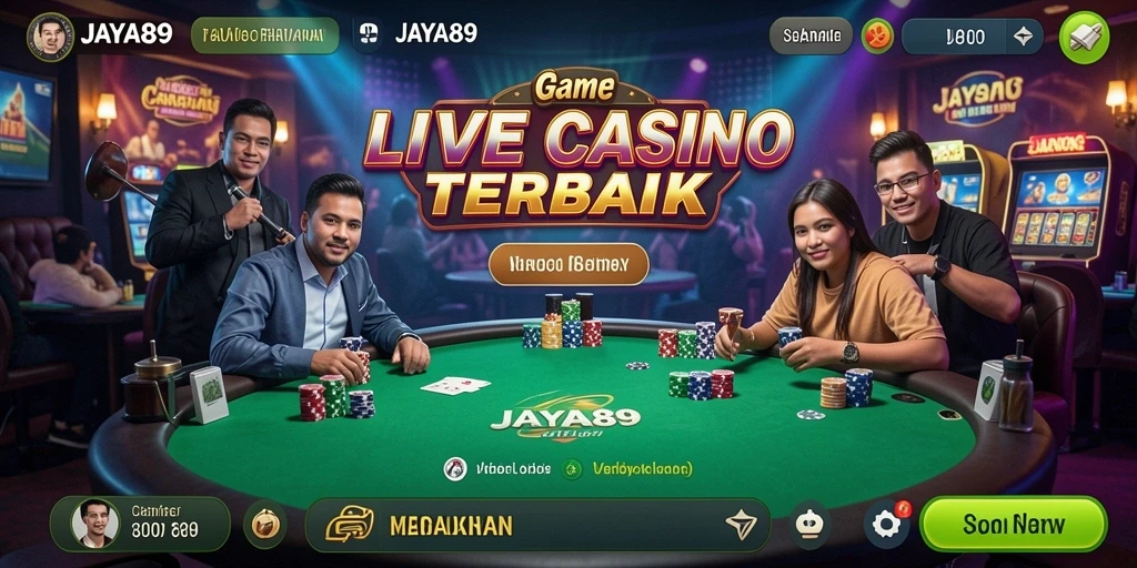 Tangkapan layar menampilkan dealer langsung yang berinteraksi dengan pemain di JAYA89.