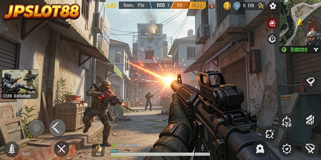 Gameplay intens dari JPSLOT88 dengan aksi tembak menembak yang seru.