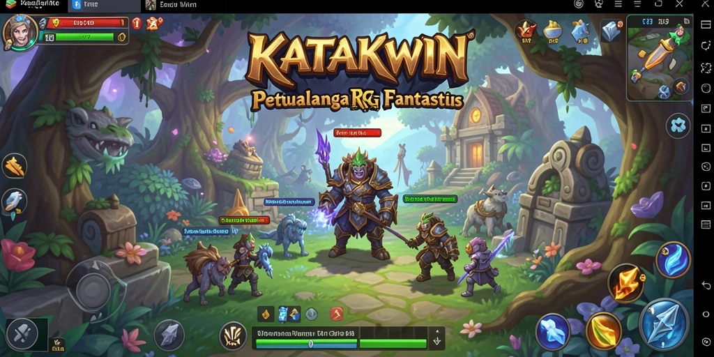 Screenshot gameplay KATAKWIN menampilkan aksi pertempuran yang seru dan karakter yang unik.