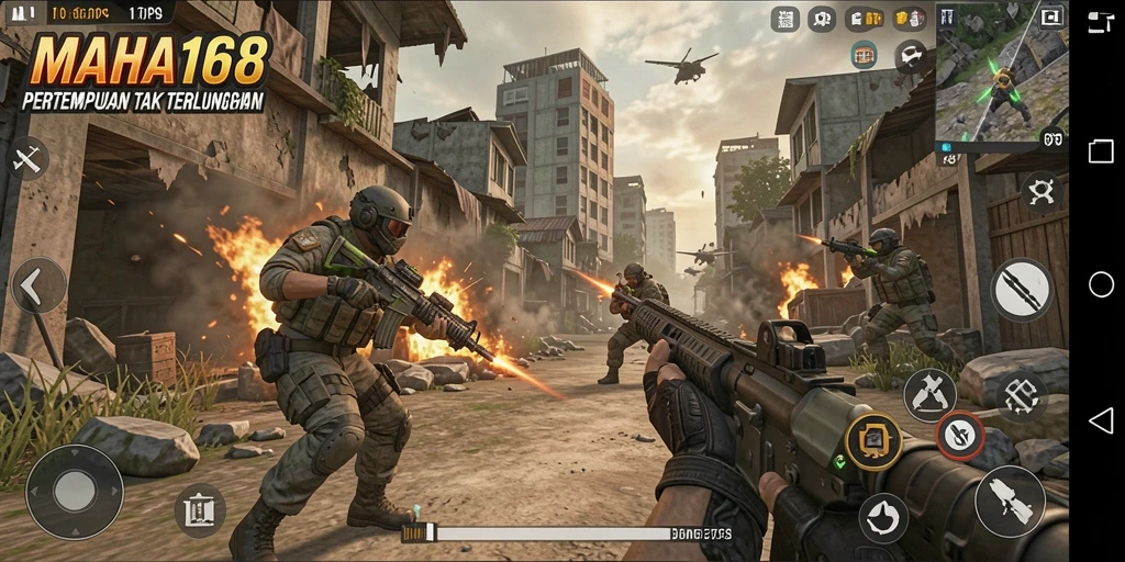 Screenshot gameplay MAHA168 dengan aksi pertempuran seru.