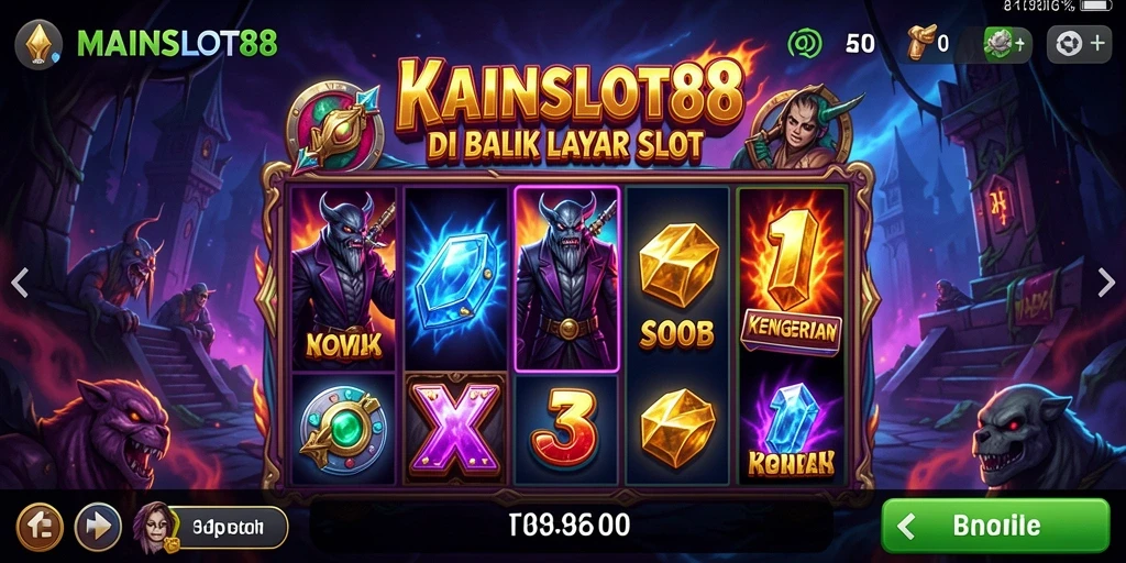 Tampilan gameplay menyeramkan dengan simbol hantu di MAINSLOT88.