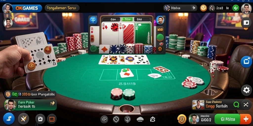 Gameplay Poker seru dengan tampilan menarik di OKGAMES.