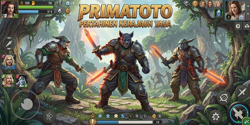 Tampilan gameplay PRIMATOTO yang mendebarkan dalam pertempuran Tower Defense.