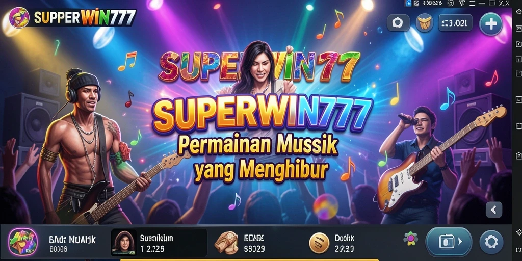 Screenshot gameplay SUPERWIN777 menampilkan pertandingan musik yang seru dan interaktif.