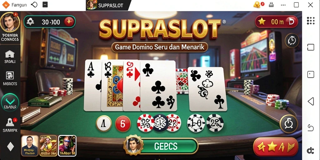 Screenshot gameplay SUPRASLOT yang menampilkan suasana permainan Domino.