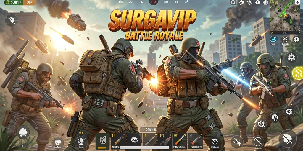 Tampilan luar biasa dari gameplay SURGAVIP di medan pertempuran.
