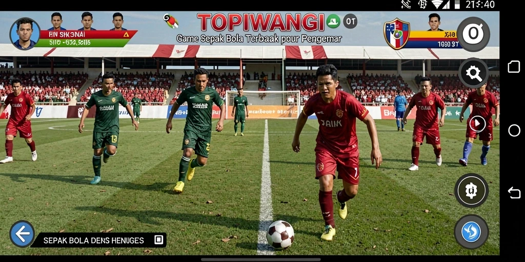 Tampilan gameplay menarik dari TOPIWANGI saat pertandingan sepak bola.
